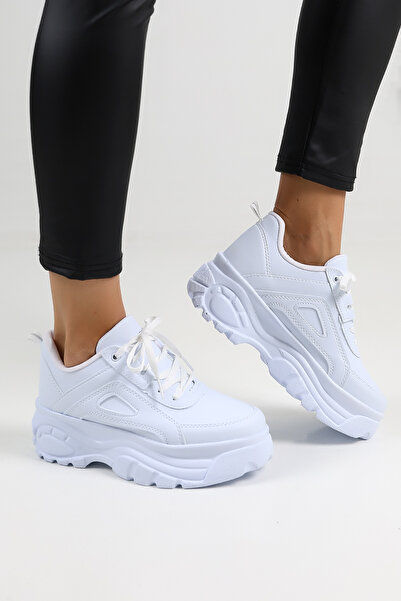 Encool Bílé dámské ležérní tenisky Stylová vysoká podrážka – s barevnými variantami