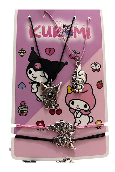 alpikom Kuromi and Melody Theme 4-Piece Necklace and Bracelet Set