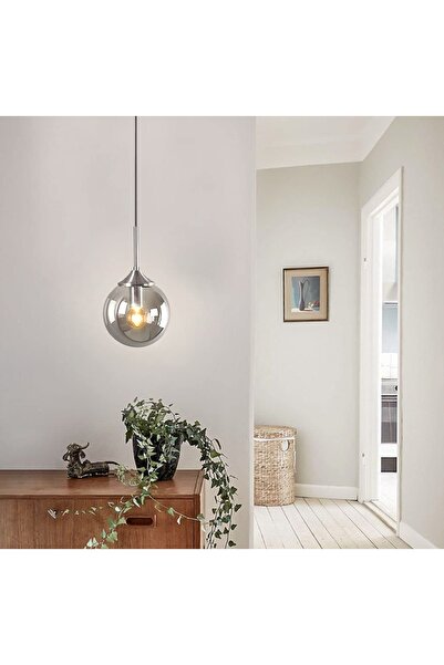 demet habek mylights Mylights krom kaplama Modern Füme Cam Tekli Sarkıt Avize...