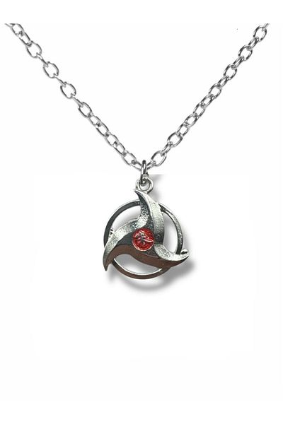 Herşey Nota Naruto Sharingan Cosplay Necklace – Red Enamel 60 cm Chain Unisex Anime Jewelry
