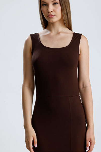 Sense ΦΟΡΕΜΑ ΠΛΕΚΤΟ ΒΙΣΚΟΝΤΙΚΟ ΜΕ ΤΕΤΡΑΓΩΝΟ ΓΙΑΚΑ ΧΩΡΙΣ ΜΑΝΙΚΙΑ |   ELB36253 Καφέ