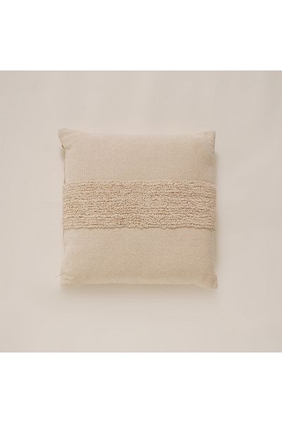NİCE Shaggy cotton striped pillow in beige 45*45cm