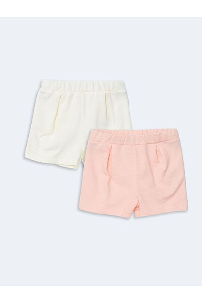 LC Waikiki LCW baby Beli Lastikli Kız Bebek Şort 2'li