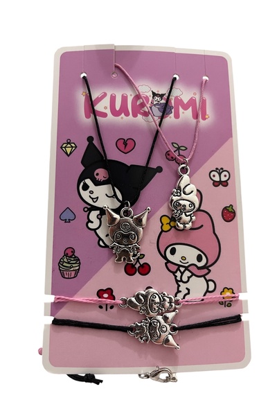 alpikom KUROMİ VE MELODY TEMALI 4 LÜ KOLYE VE BİLEKLİK SETİ
