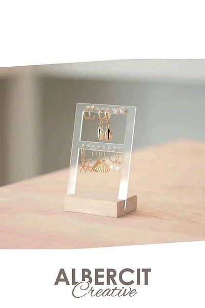 ZarDünya Double Compartment 2-Piece Acrylic Earring Hanger