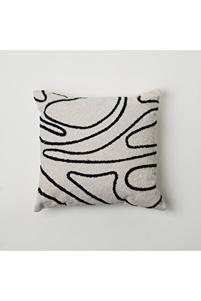 Boutique Blanche وسادة شامبري مطرزة يدويًا، مقاس 45*45 سم، لون بيج