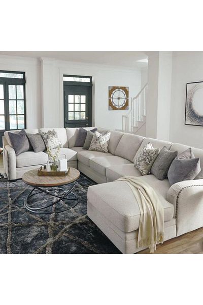 BIZ NAS Corner Sofa Wood and Beige Fabric