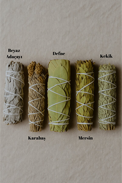 Hyge Odak Penta | Doğal Demet Tütsü Seti – 5’li | Adaçayı, Karabaş, Kekik, De...