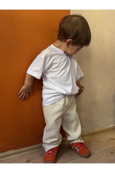 BabyDia Çizgili Keten Pantolon