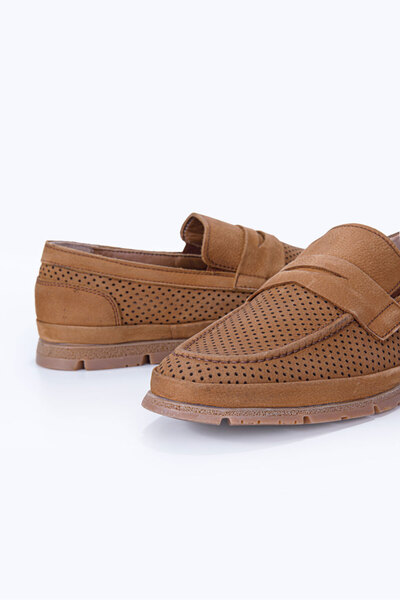 Vantaggio Nexar Tan Nubuck 100% Genuine Leather Men's Loafer Shoes