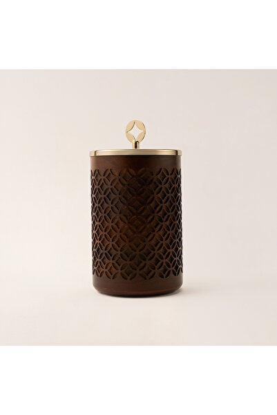 LA MESA large wooden container in gold 12*12*23 Cm