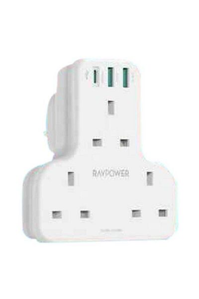 RavPower Pioneer 3 Port Charger With 3 Ac Plug Pd 20w White
