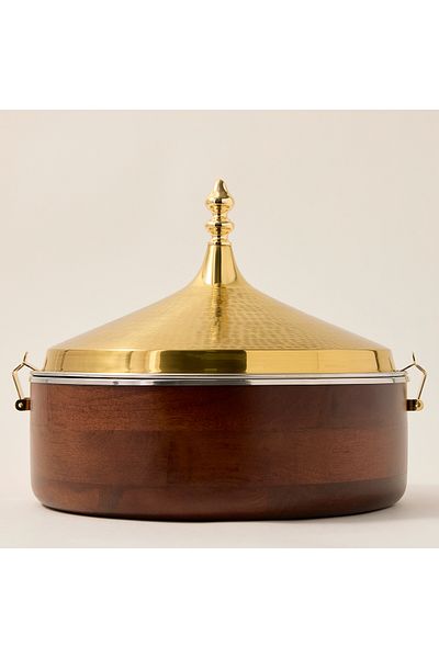 Generic FOOD WARMER ,WITH LID HAMMERED GOLD CO DIA