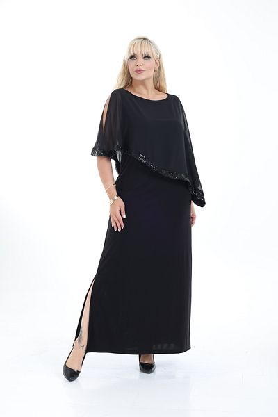 ADASTYLE Sequin Detail, Cape Evening Dress, Special Occasion Dress Plus Size