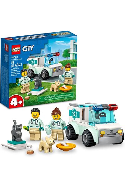 LEGO City Vet Van Rescue 60382, Toy Animal Ambulance, Learning Toy Playset for Kids 4 Plus Years Old