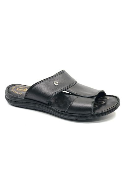 Kocamanlar Ayakkabı Soldier 1928-25 100% Genuine Leather Men's Full Orthopedic Slippers Black