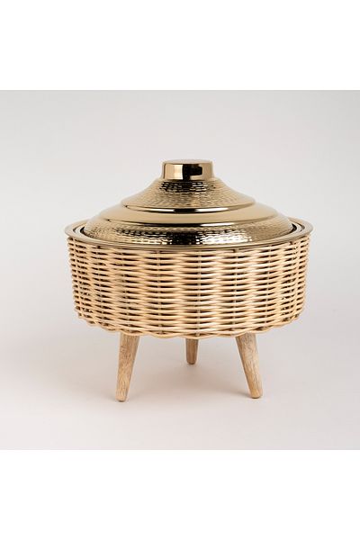 Generic Large Bamboo Basket With Jar Gold