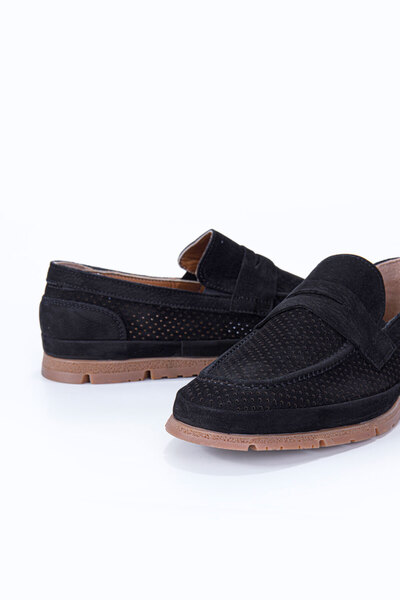 Vantaggio Мъжки мокасини Nexar от 100% естествена кожа, черни набук