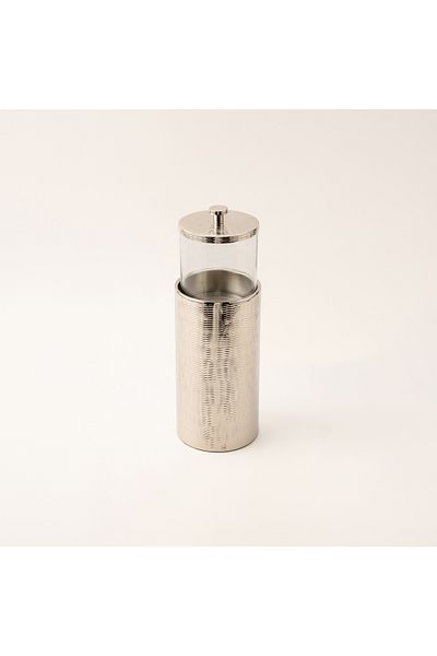 LA MESA large silver metal container 11*11*34 Cm