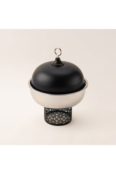 LA MESA silver metal food server with stand 3L