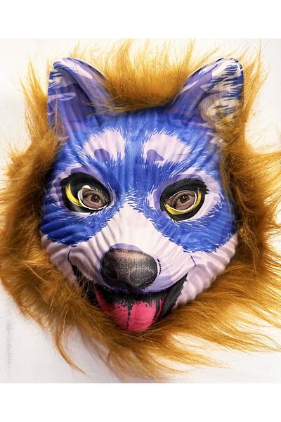 PRATİKOBA Blue Face Cute Dog Mask with Brown Hair No 30