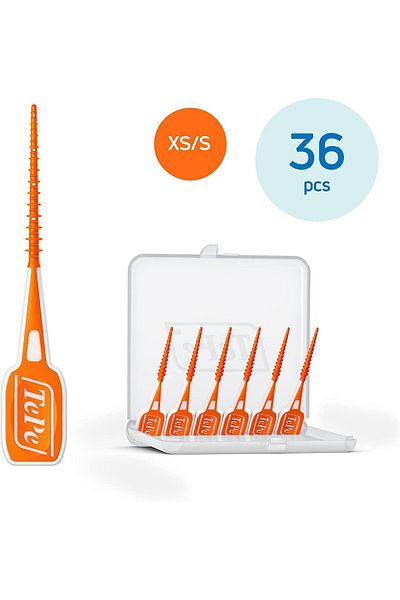 TePe Tippy Dental Floss Picks, Dental Floss Picks, Floss Picks, XS/S Orange, 36 Pieces