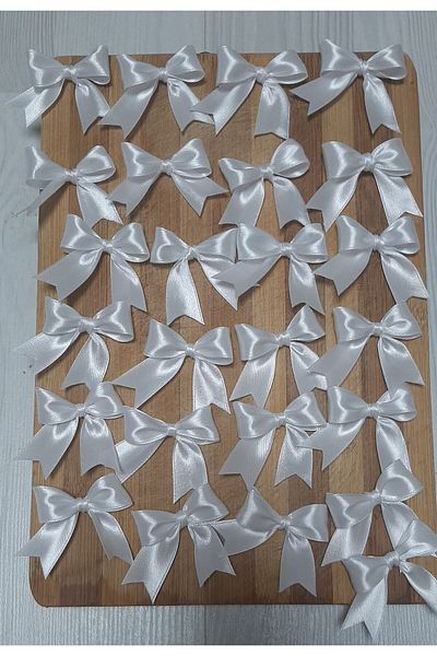 Goodsecond White Satin Bow Ribbon 25 Pieces