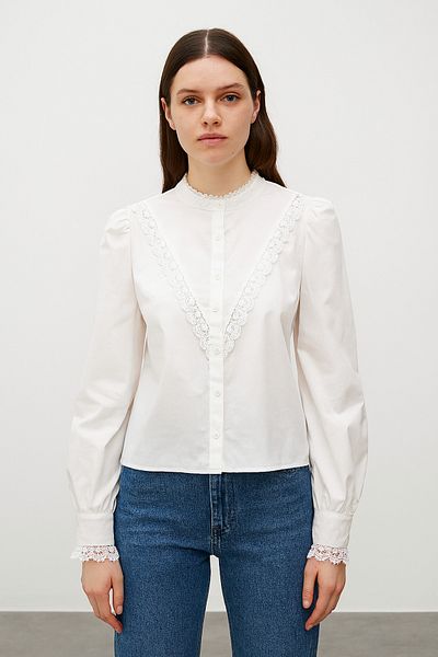 Noi Belis Cămașă cu croiala normală cu detaliu din dantelă albă SS25GO0007