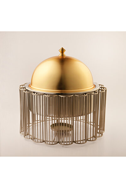 LA MESA سخان طعام من الفولاذ المقاوم للصدأ سعة 5 لتر، ذهبي وفضي