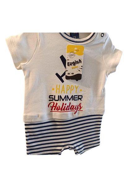 Boğazören 6 Months Inter Baby Boy Clothing Snap Closure-White Color Airplane Model Cotton Baby Clothing