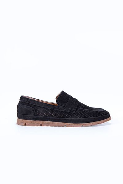 Vantaggio Ανδρικά Loafer παπούτσια Nexar Black Nubuck 100% γνήσιο δέρμα