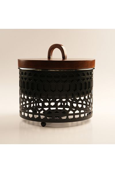 LA MESA Stainless Steel Food Warmer 3L With Wooden Lid, Black