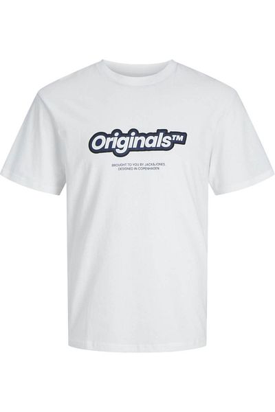 Jack & Jones Tricou JACK & JONES Vesterbro Newton Brand Scan - 12265740-Bright WhiteS