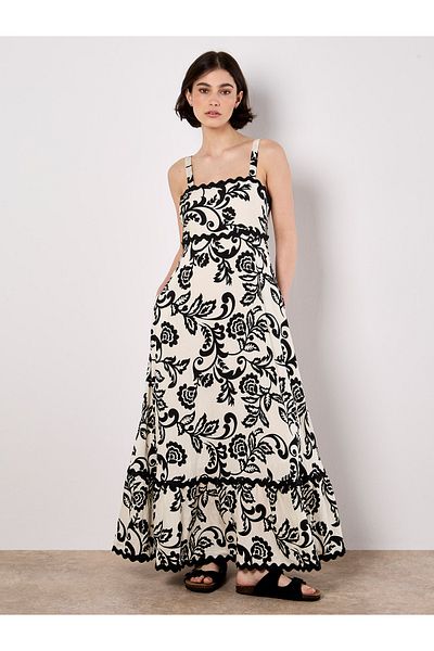 Apricot Monochromes Sarasa Maxikleid Mit Blumenmuster