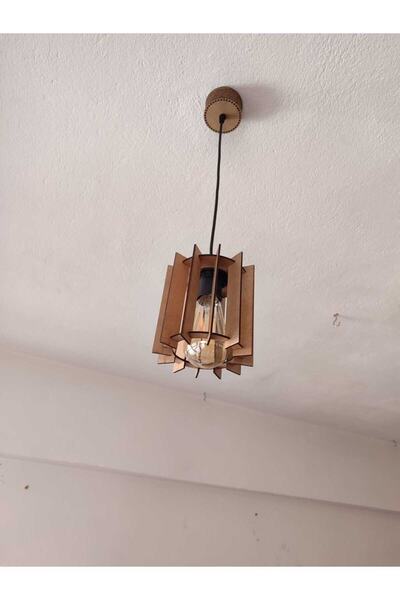 Ferisa Home Tekli Salon Odası Rustik Ahşap Avize