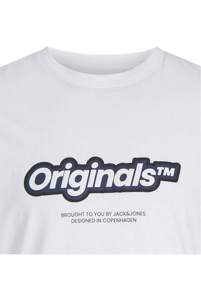 Jack & Jones Tricou JACK & JONES Vesterbro Newton Brand Scan - 12265740-Bright WhiteS