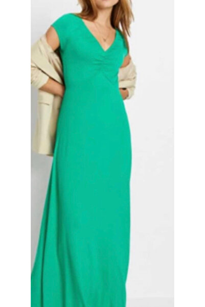 ELEGANT'S Stretchy Maxi Size Plus Size Green Women's Dress