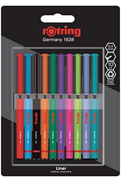 Mena Rise Şirinshop Fineliner, Fine Felt Tip Pen 0.4 Mm, Pack of 10, Mixed Colors 1108107