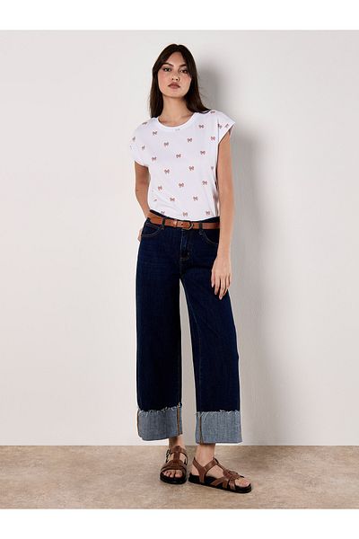 Apricot T-shirt Mit Schleifenprint
