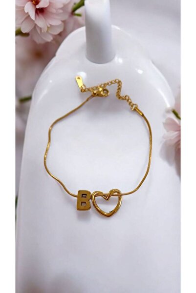 AKSESUARIM Women's Heart Steel Letter Bracelet