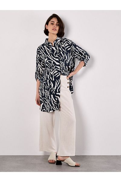Apricot Übergroßes Hemd Mit Zebradruck