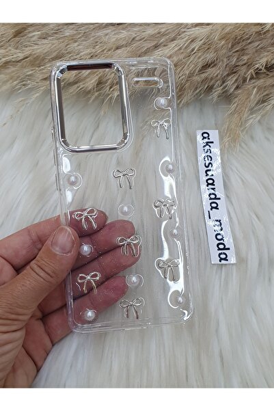 ZB Aksesuarda Moda Xiaomi Redmi NOTE 13 PRO PLUS Uyumlu Fiyonklu Simli Şeffaf...