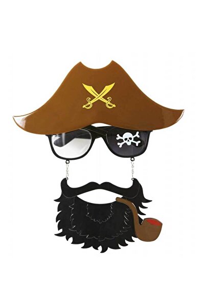 Skygo Brown Colored Hat Black Bearded Pipe Jack Sparrow Sailor Pirate Goggles 24x25 cm
