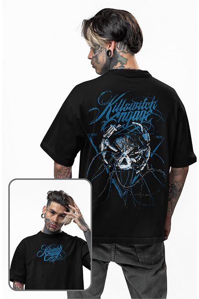 Fuddy Moda Μπλουζάκι με στάμπα στην πλάτη Oversize Killswitch Engage Sign, Unisex μπλουζάκι με θέμα την ροκ μπάντα