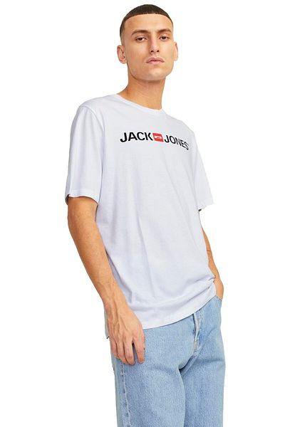 Jack & Jones Λογότυπο Tricou JACK & JONES Corp - 12137126-Λευκό ΣΤΕΝΗ ΓΡΑΜΜΗ