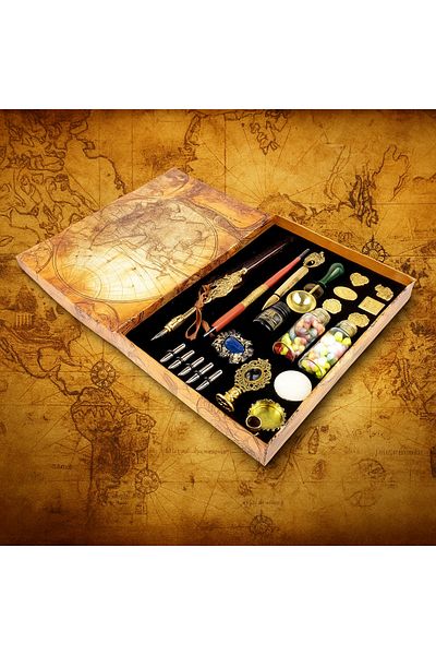 Art Tone Art Elegant Fountain Pen and Calligraphy Makam Set 22 Pieces World Map Series