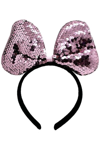 Skygo Color Changing Sequined Sequined Bow Party Crown Pink Silver Color 20x16 cm
