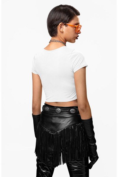 Fuddy Moda The Beatles Printed Crop Top, Women's Rock Band Themed Crop Blouse