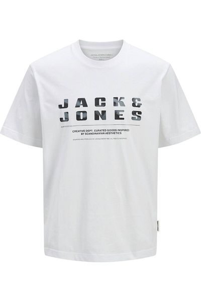 Jack & Jones Tricou JACK & JONES Επαναφορτιζόμενη Μπροστινή Πόρτα - 12274716-Φωτεινό Λευκό