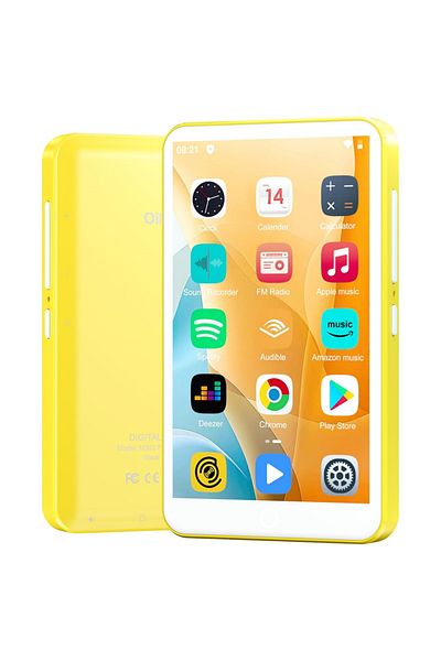Choice 16GB Yellow 80GB (16GB+64GB) MP3 Player Android 9.0 with Bluetooth and WiFi, 4.0-inch with speakers,